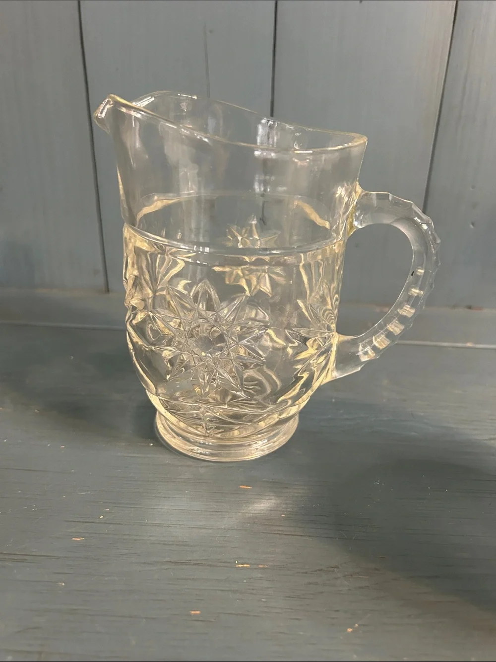 Clear Pressed Glass Pitcher, Sugar Bowl and Creamer Set - Elegant Cut Pattern